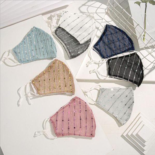 

factory sequins mask ear-loop mouth cover breathable masks cotton washable dustproof face mask glitter adjustable masks
