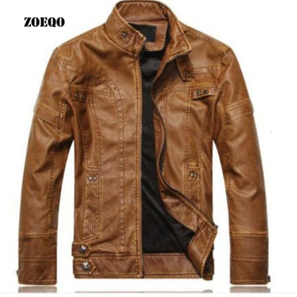 

zoeqo new leather jacket men jaqueta de couro masculina mens leather jacket and coat motorcycle jacket t190903, Black;brown