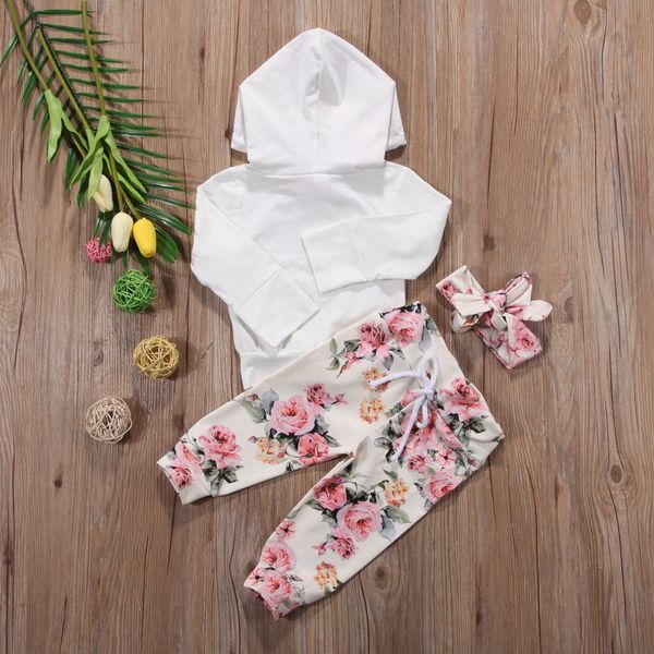 

pudcoco baby girl suits newborn toddler baby girls hooded shirt+long pants outfits set tracksuit lj201223, White