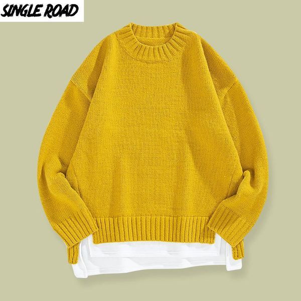 

mens knitted sweater men winter solid oversized christmas jumper hip hop pullover yellow kg-746, White;black