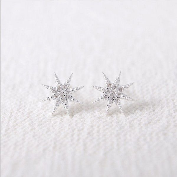 

fashion star with rhinestones stud earrings jewelry gold silver rose three color optional for women wholesale ing, Golden;silver