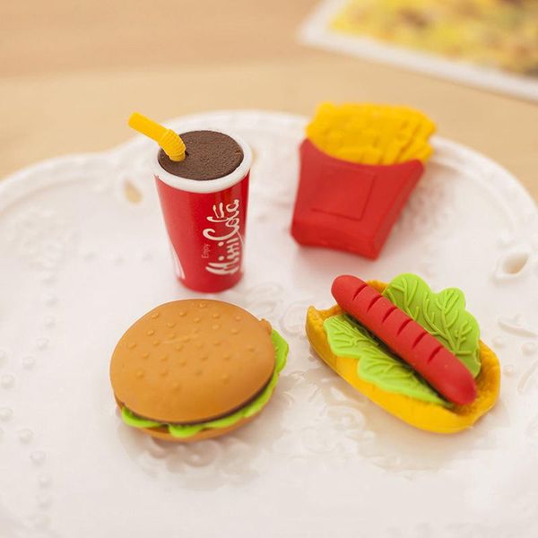 

3pcs creativity burger erasers for kids novelty students stationery pencil eraser removable rubber school supplies h wmtwcx