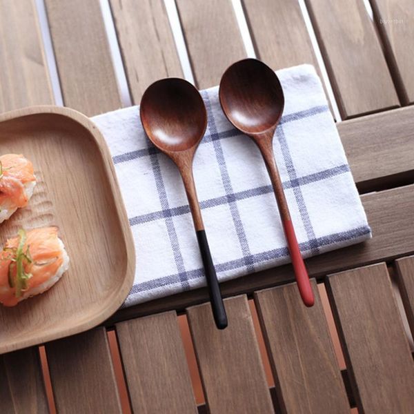 

wooden spoonswood soup spoons for eating mixing stirring cooking, long handle spoon with japanese style kitchen utens1