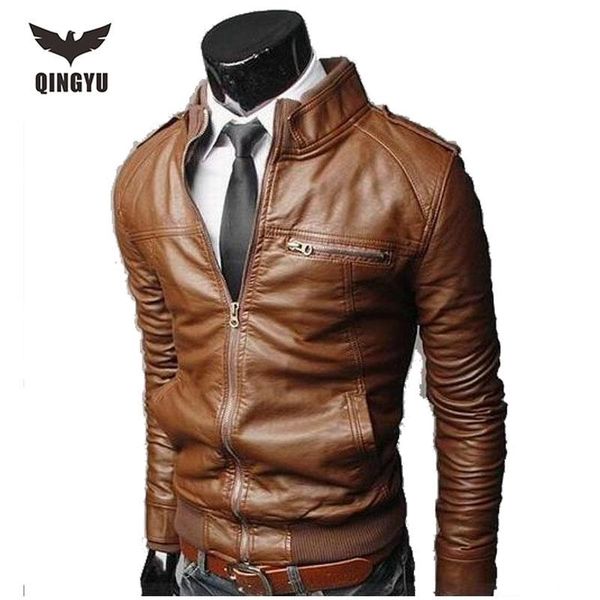 

leather jacket casual men autumn winter new fashion zipper slim faux leather motorcycle jackets solid men coat pu jacket xxxl, Black