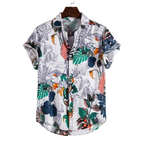 

men's casual shirts 2021cs1 european size men's short sleeve flower shirt men1, White;black