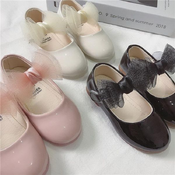 

flat shoes baby girls leather spring and autumn 2021 children' princess soft sole party, Black;grey