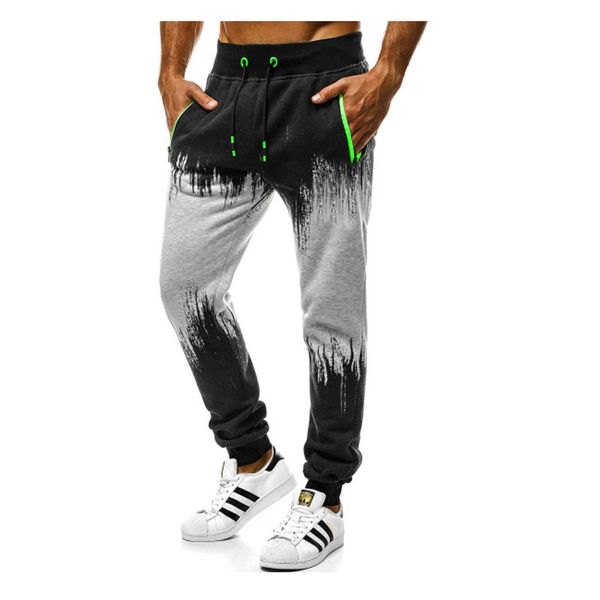 

custom men's casual sports european and american style gradient sports slim-fit men's pants, Black