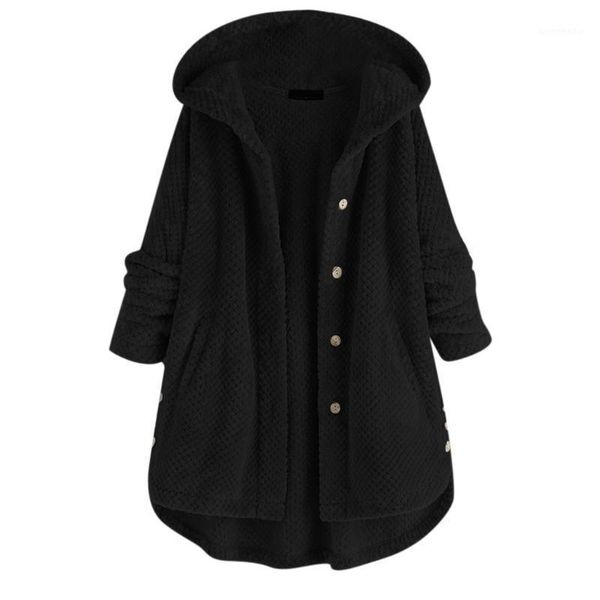 

loose winter coat women wool button women's outwear hooded long sleeve womens coat with pocket chaqueta mujer#g301, Black;brown