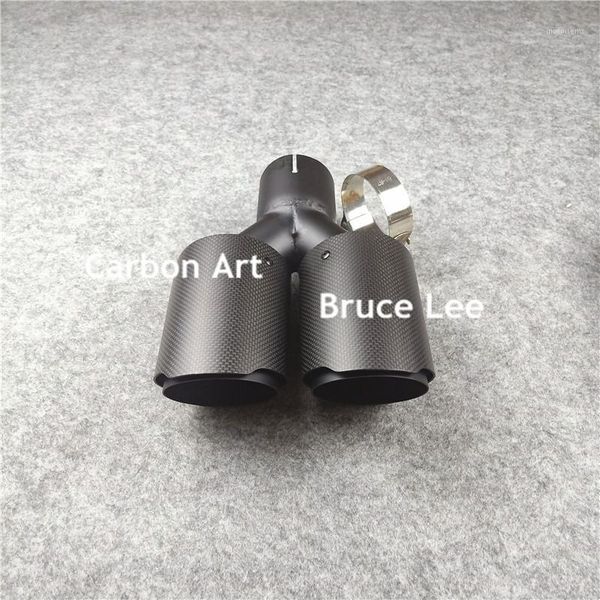 

universal 2.5'' inlet 3.5'' outlet double matte carbon fiber exhaust muffler pipe end tips for akrapovic carbon exhaust