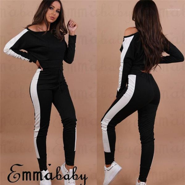 

women new fashion casual sets clothes winter autumn cotton outfits sets striped crop pullover + high waist pants1, Gray