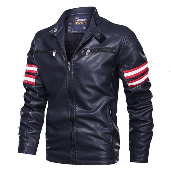 

2021 new new mens jackets stand collar motorcycle male pu coats biker faux leather fashion outerwear hommes veste r7ug, Black
