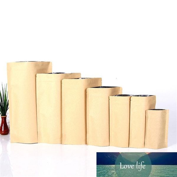 

500pcs zipper brown kraft aluminizing pouch,stand up paper aluminium foil bag resealable zip lock grip seal food grade d