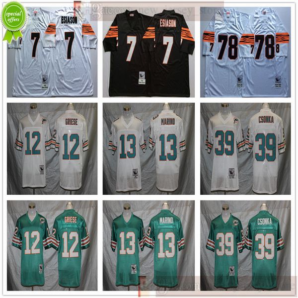 

ncaa football retro vintage 39 larry csonka jersey 13 dan marino 12 bob griese 7 boomer esiason 78 anthony munoz jerseys green white cheap, Black;red