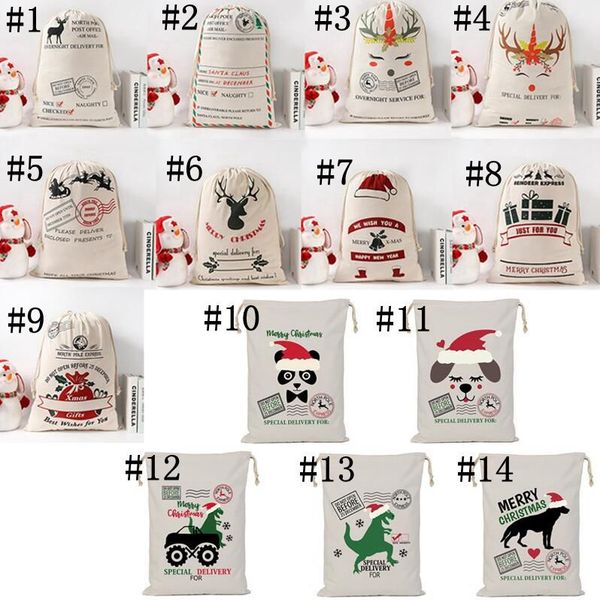 

canvas sacks cotton gift bags monogrammable sack drawstring bag christmas decorations santa claus deer yl474a