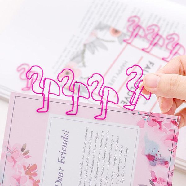 

5pcs lot flamingo paper clips pink mini metal note clips paper clip simple office bookmark student kawaii pins supplies 34cm h wmtqln