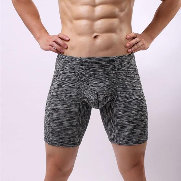 

underpants men's anti-friction long leg boxer male mid-waist track sport elastic u shape shorts sportswear underwear, Black;white