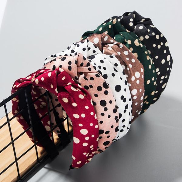 

2021 new print for women vintage headwear dots headband bowknot hairbands ins fashion girl hair accessories black red white