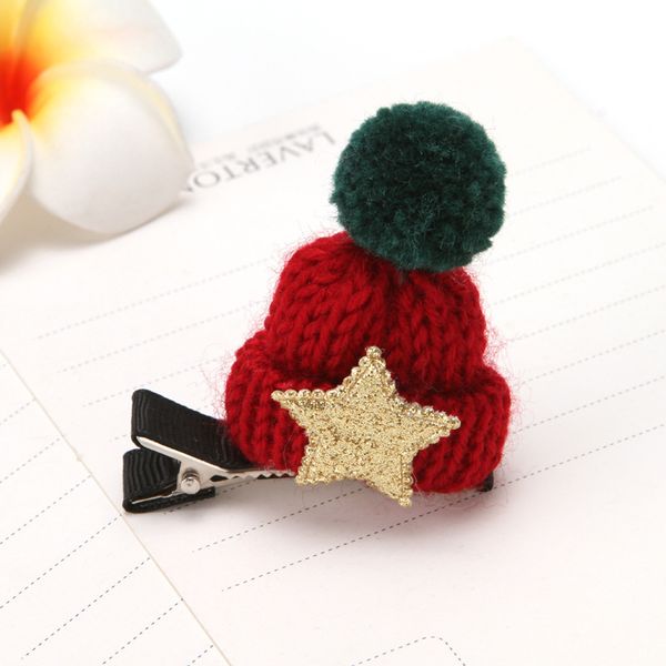 

christmas hairpin fashion wool cap knit hat hair clip children girls cute headwears multi color fashion style 1 1gl h1