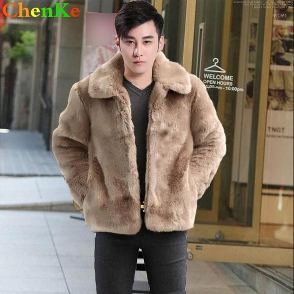 

chenke warm faux silver fur coat mens leather jacket men trench coat villus thicken winter loose thermal england outerwear1, Black