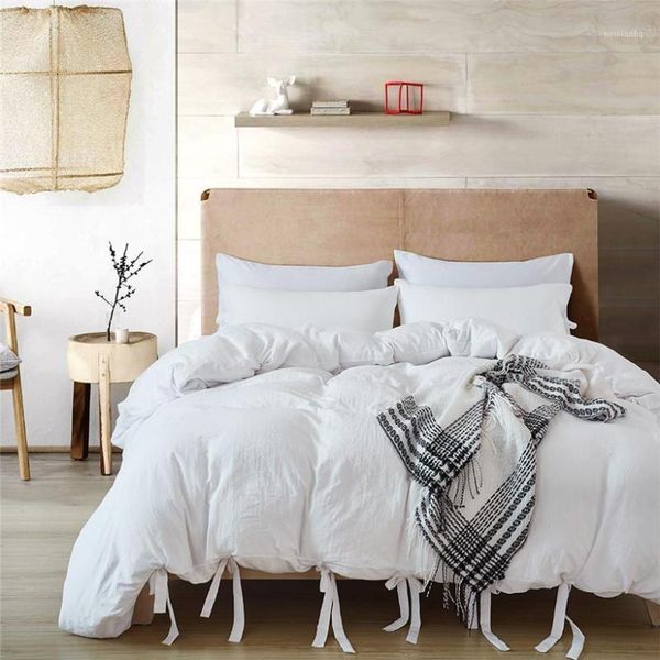 

bedding sets 38 twin  king size grey duvet cover set with ties pillow shams soft microfiber natural wrinkled1