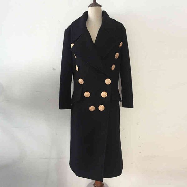 

women's suits & blazers winter women black long blazer coat runway double breasted gold buttoms ladies party overcoat clothing 5hf9, White;black