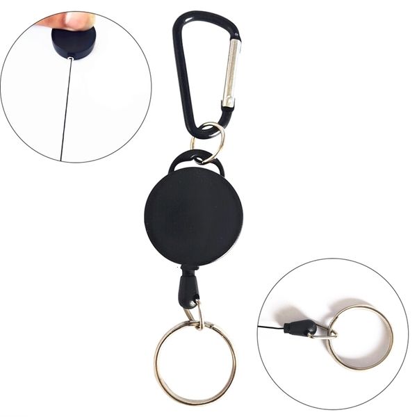 

key 1pc retractable chain high resilient telescopic pull anti-lost anti-theft stretch keychain tool keys ring, Silver