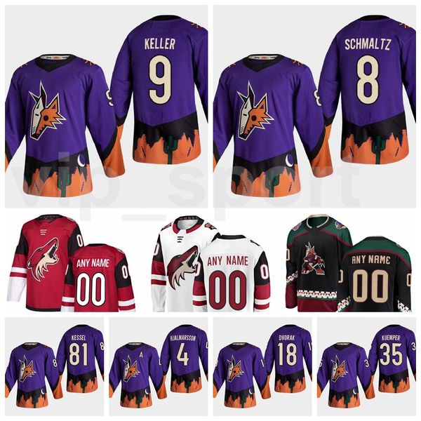 

reverse retro arizona coyotes hockey 8 nick schmaltz 9 clayton keller jersey stitched 35 darcy kuemper 81 phil kessel 18 christian dvorak, Black;red