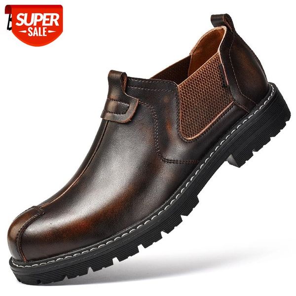 

british men's casual shoes autumn men's shoes fashion new loafers waterproof leather casual motorcycle #sm3o