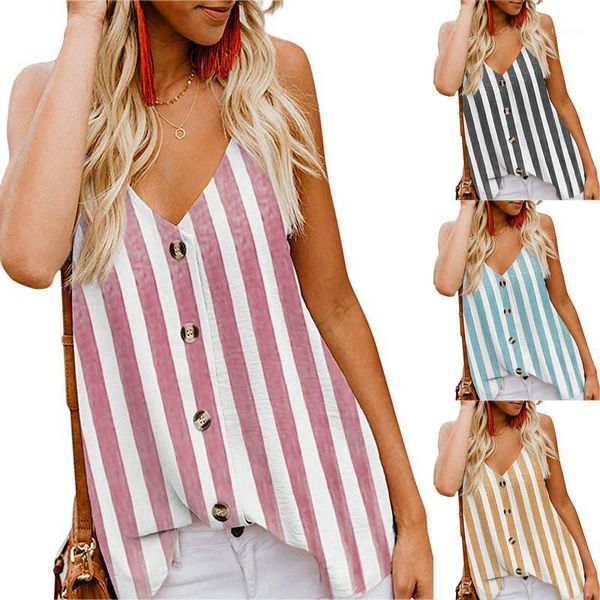 

women striped print v neck button down sleeveless tank vest for summer beach jl1, White