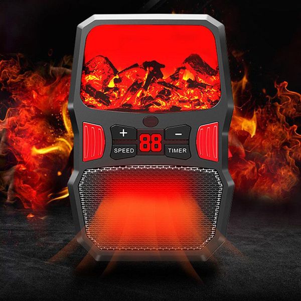 

smart electric heaters 1000w mini wall type flame heater plug-in air radiator home wall-mounted convenient fan uk plug
