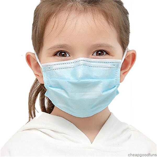

stock disposable face in kids masks black white blue with elastic ear loop 3 ply breathable dust air pollut35