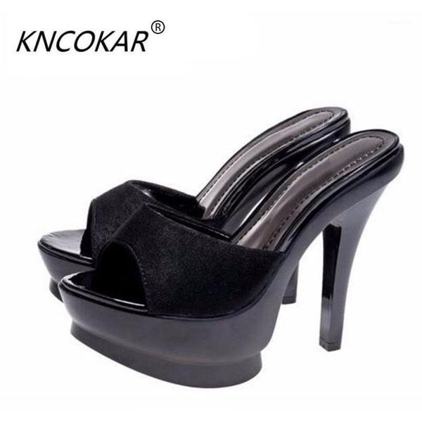 

slippers summer fish mouth shoes joker word female high-heeled heel peep-toe cool fashion female1, Black