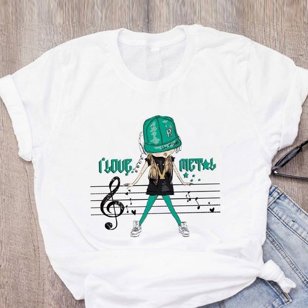 

women's t-shirts love music print fashion streetwear white t shirt female harajuku tee clothing summer o-neck woman tshirt