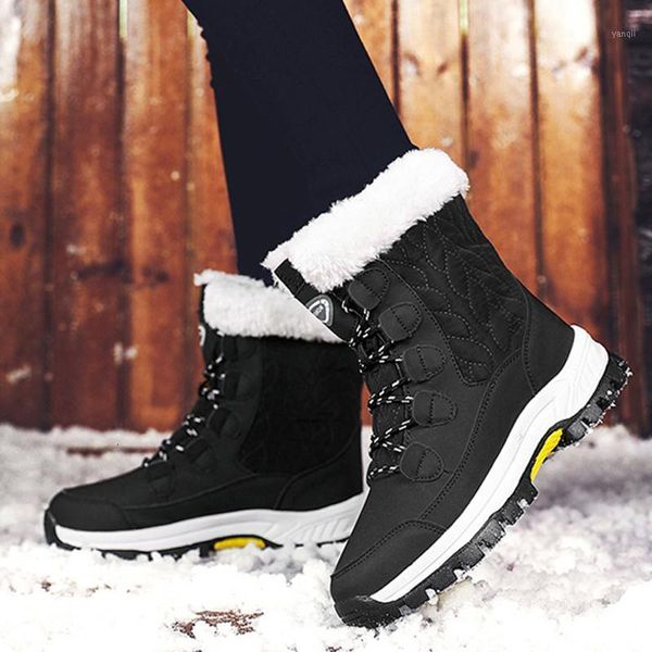 

boots winter women snow fashion thick warm fur high cotton shoes females casual outdoor women1, Black