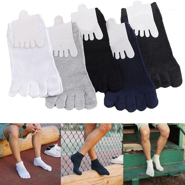 

men no show toe socks low cut classic solid color breathable five fingers socks wathx00171, Black