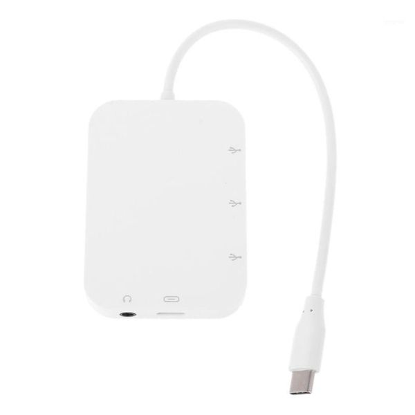 

hubs type c to 3x usb 2.0 hub adapter pd charging 3.5mm audio jack for lap