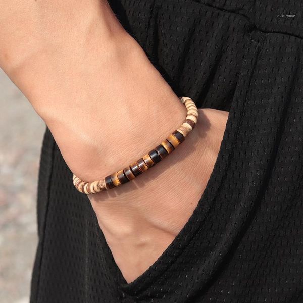 

noter bohemian natural wood bracelet for men women charm imperial stone braslet casual jewelry accessories strand brazalete gift1, Golden;silver