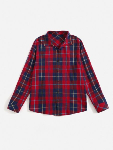 

men 1pc button front plaid shirt f9bz#, White;black