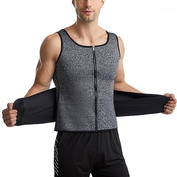 

man sweat belt men fitness weightlifting vest waist movement adjustable training double zip body shaper gym accessories1, Black;gray