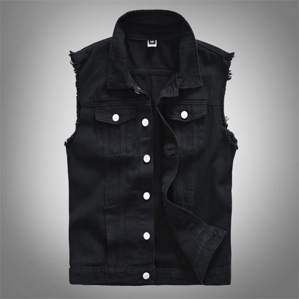 

spring summer autumn denim black trendy brand cool men's casual youth vest, Black;white