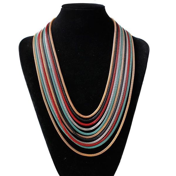 

new colorful elastic women necklace fashion multi-layer sweater chains pendant jewelry long femlae charm necklace fashion, Silver