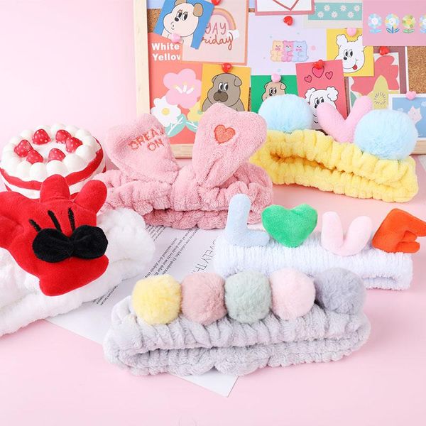 

hair accessories 67 style women girls cute bow heart hands coral fleece headband wash face hairbands bandanas turban fashion