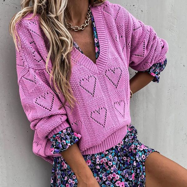 

winter autumn vintage pullovers women sweater clothes slim solid color v-neck hollow-out loose knit sweater women pullovers 201031, White;black