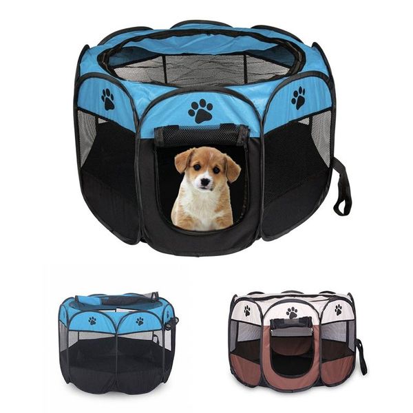 

portable folding pet tent dog house cage dog cat tent playpen puppy kennel easy operation octagon fence #a