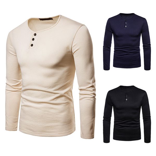 

solid color warm t shirts mens thicked long sleeve o neck pullover autumn winter fashion slim men tshirts, White;black