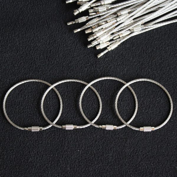

fashion stainless steel wire cable key ring for outdoor hiking rope key chain carabiner simple and convenient daily necessities