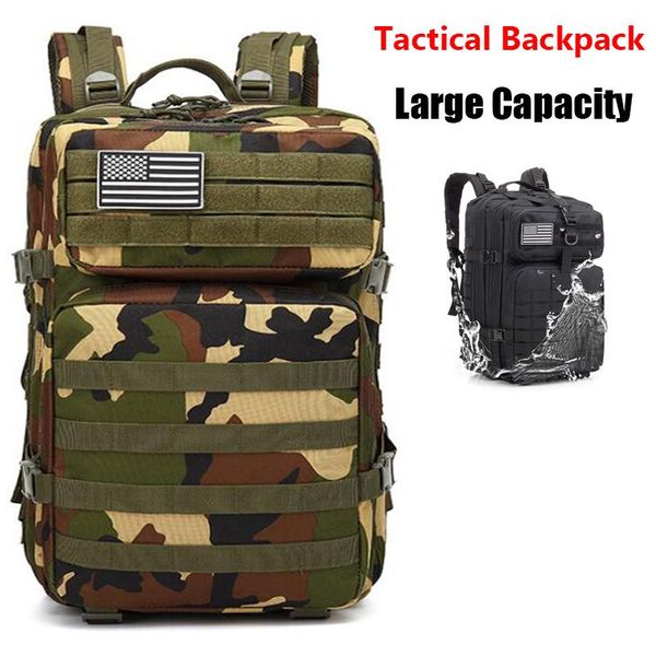 

outdoor bags 45l large capacity men army tactical backpack 3p softback waterproof rucksack hunting for hiking camping