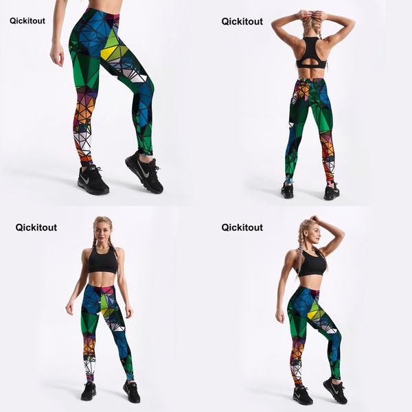 

qickitout leggings sample women's diamond color stitching leggings digital print pants trousers stretch pants plus size dropship q1217, Black;white