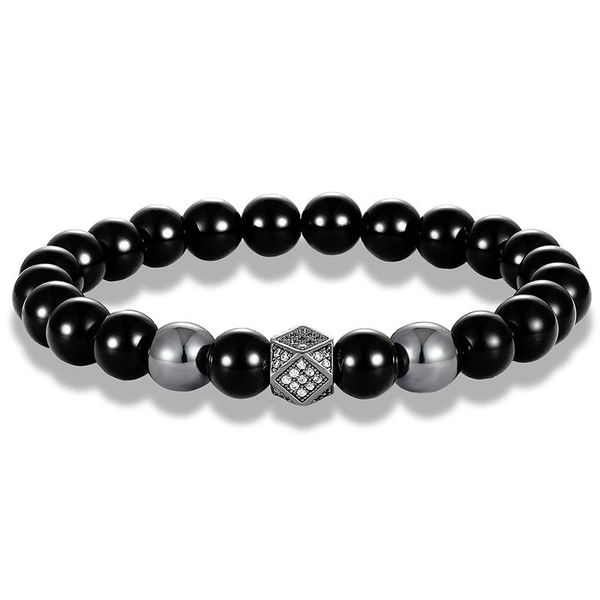 

livvy 2019 new fashion shape cut charm black elastic beaded dumbbell fitness bracelet accessories male jewelry gift sqcheq