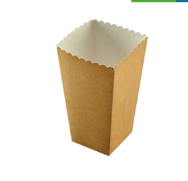 Descartável papel kraft pipoca copo snack papel caixa de batatas fritas caixa sólida fast food espessa recipiente de cinema pacote de pacote